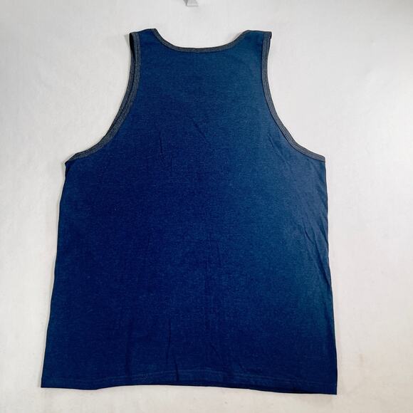 Fruit of the Loom Tank Top Men's L Heathered Navy w/ Gray Contrast Trim - Picture 3 of 6